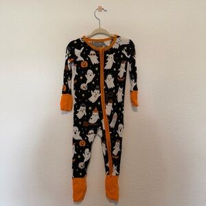 Little Sleepies Black and Orange Ghost Kids Footie